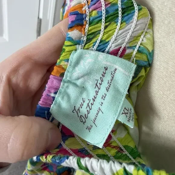 NEW True Destinations Colorful Floral Printed Off Shoulder Cotton Dress Beach XL - Picture 6 of 7